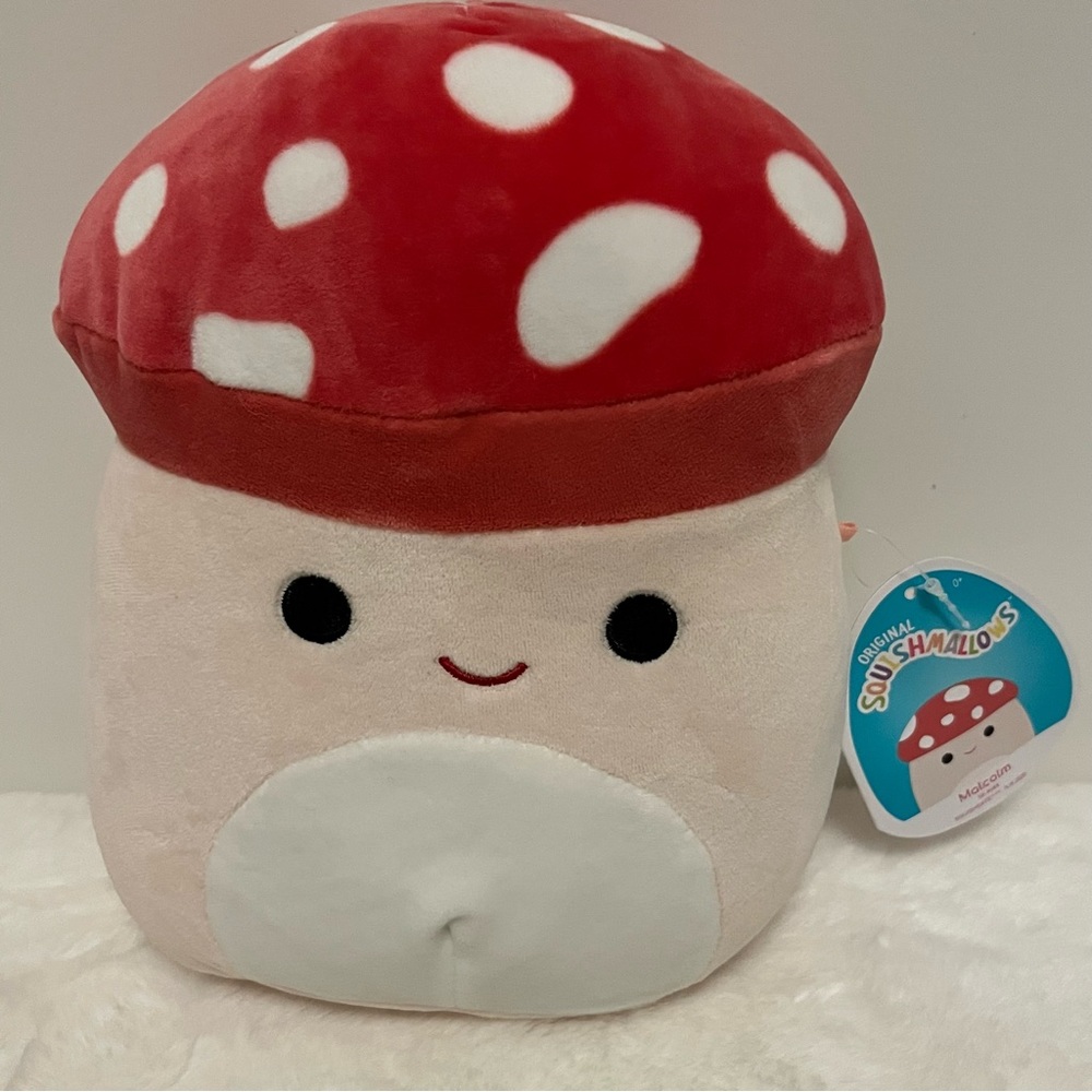 Squishmallow Malcolm Mushroom 🍄, Rare HTF, Fuzzy Top, 8” New